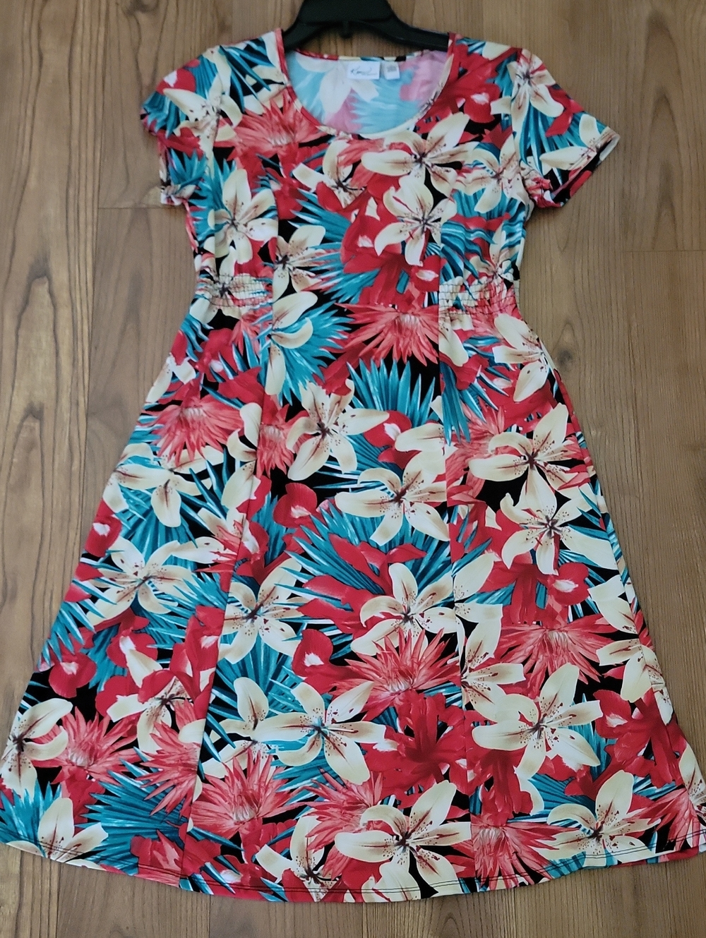 Kim Rogers Red, Teal & Cream Floral Dress